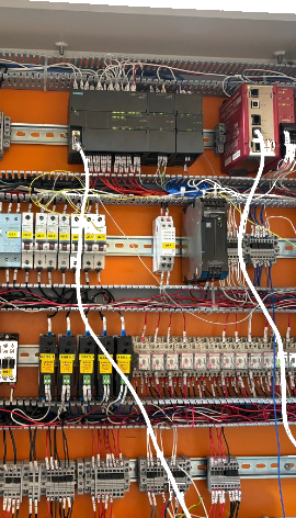 PLC control panel on a module test rig